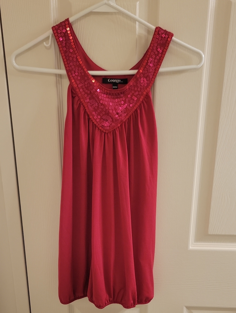 George Hot Pink Sequin Yoke Tank Top